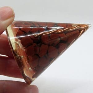 Handheld Resin Cone with Red Jasper & Copper Twists (ref L132)